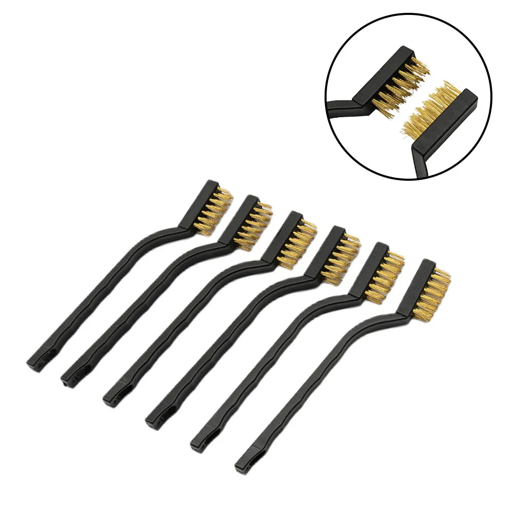 

6 Units / Set Stainless Steel Rust Brush Brass Cleaning Polishing Detail Metal Brush Wire Toothbrush Cleaning Tool Family Kit