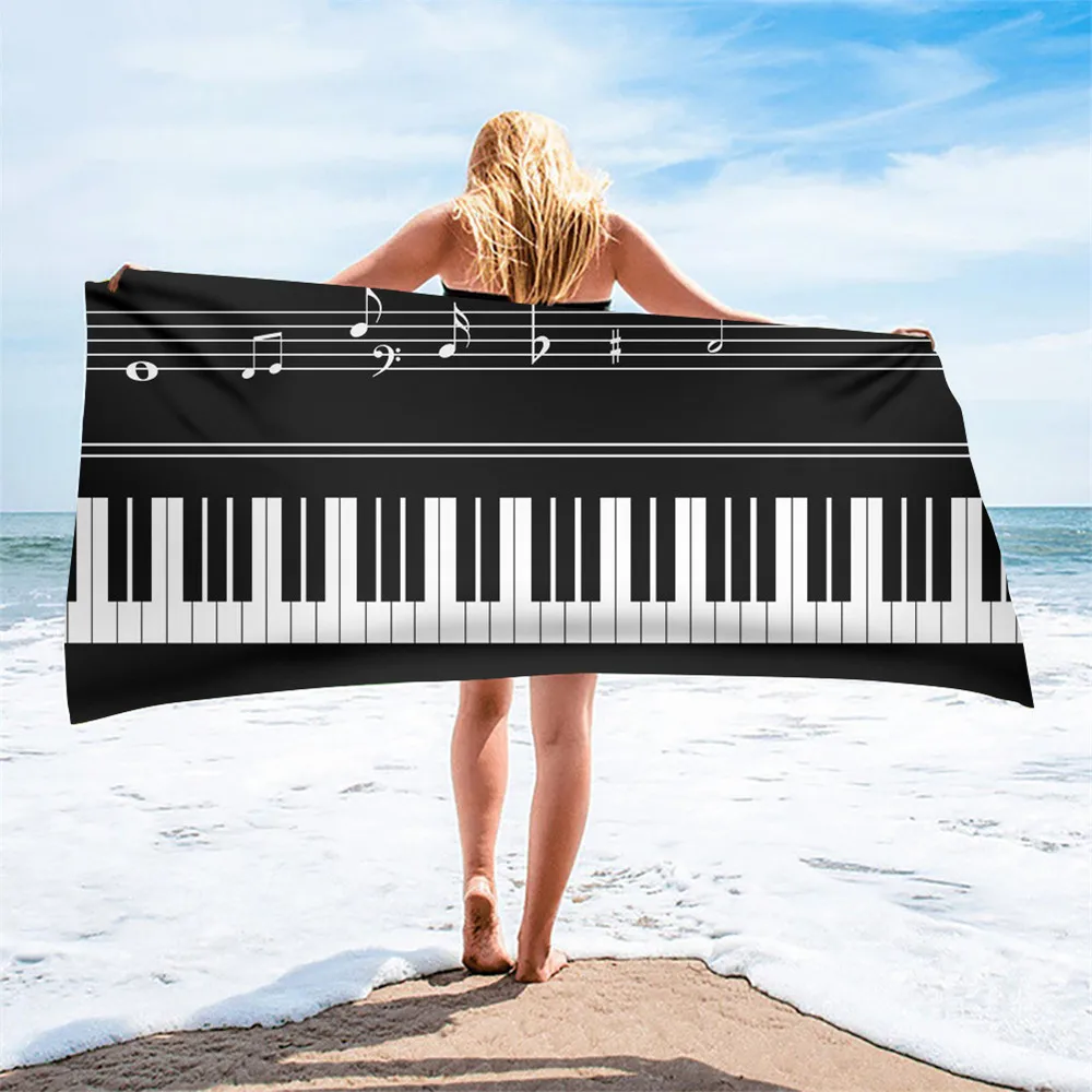 

Music Notes Piano Beach Towel Women Girls Kids Face Bathing Home Bath Towels Quick Dry Super Soft Beach Swimming Travel Towel