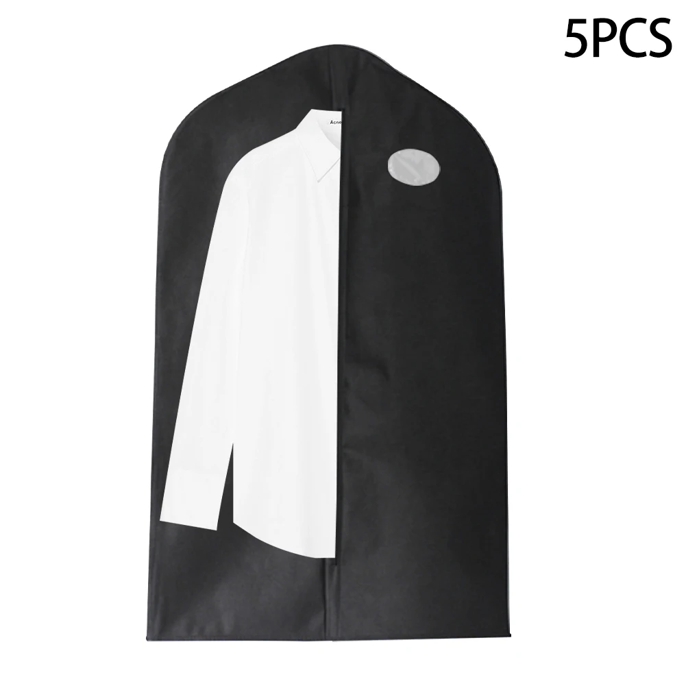

5pcs Clothes Storage Wardrobe Waterproof Non Woven Fabric Zipper For Hanging Dress Home Garment Bag Protective Suit Folding Coat