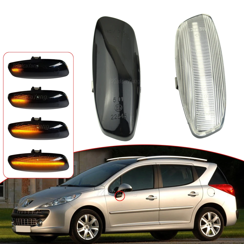

2Pcs Side Marker Light Dynamic LED Turn Signal Flashing Indicator Blinker For Peugeot 308 207 3008 5008 Citroen C4 C3 C5 DS3 DS4
