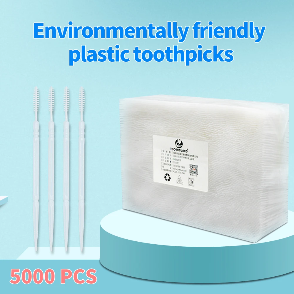 

5000 шт., пластиковые зубные палочки с двойной головкой