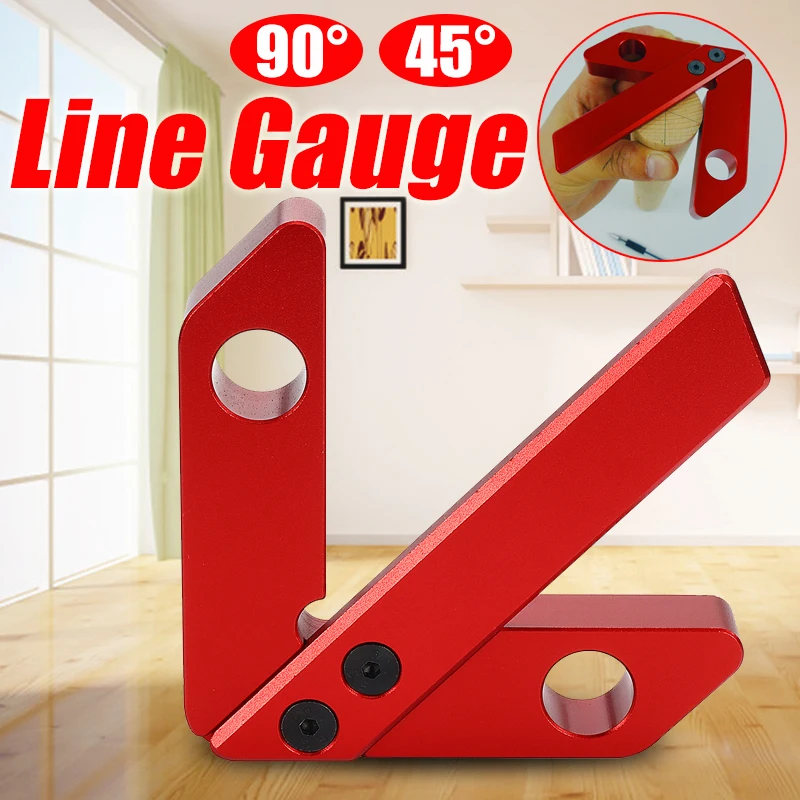 

45/90 Degree Right Angle Line Gauge Carpenter Round Heart Ruler Gauge Woodworking Center Scriber