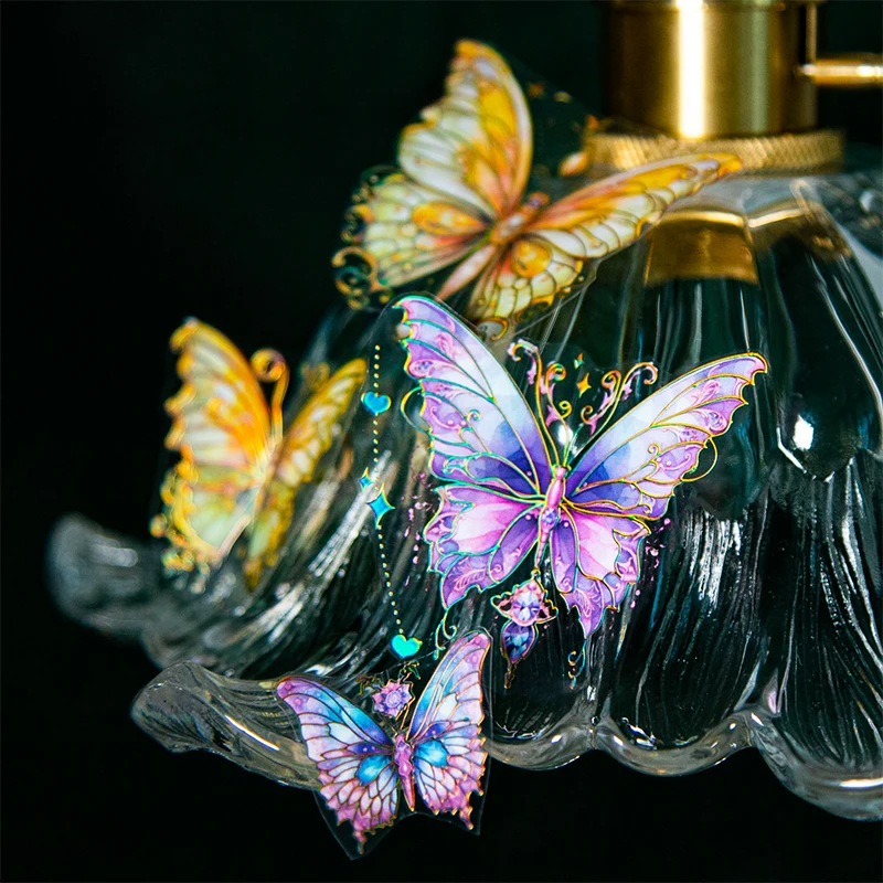 

3sheets Crystal Butterfly Stickers for DIY Scrapbooking Diary Memo Junk Background Art Decoration Phone Case Collage PET Sticker