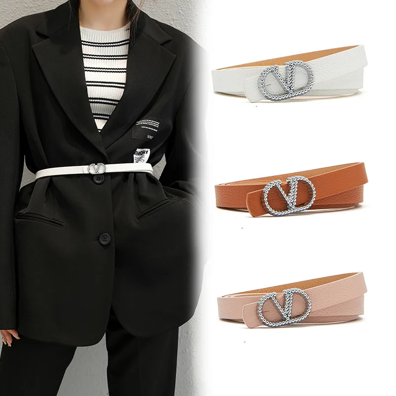 

Серебряный кожаный ремень с пряжкой из искусственной кожи, женский роскошный дизайн, модное повседневное универсальное джинсовое платье, в...