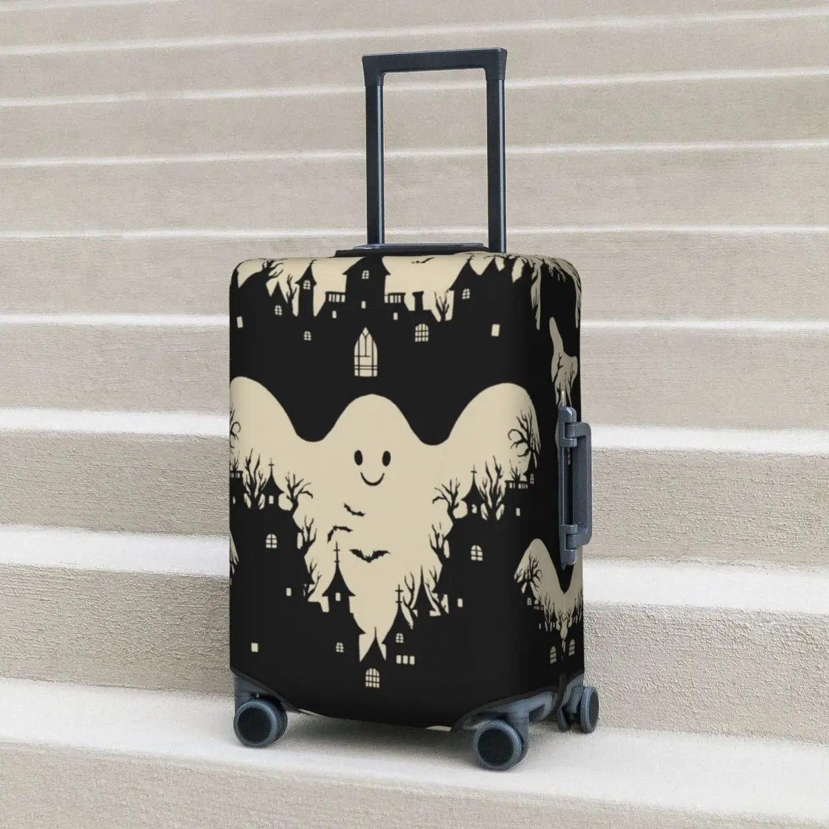 

Ghost Castle Pattern Suitcase Cover Spooky Halloween Bats Repeat Business Protection Vacation Elastic Luggage Supplies
