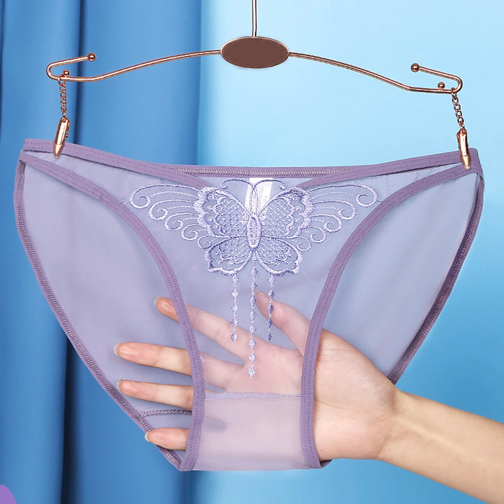 

Women Underwear Lace Mesh Comfortable See-through Breathable Large Size Briefs Low-waist Female Shorts Soft Solid Women Briefs
