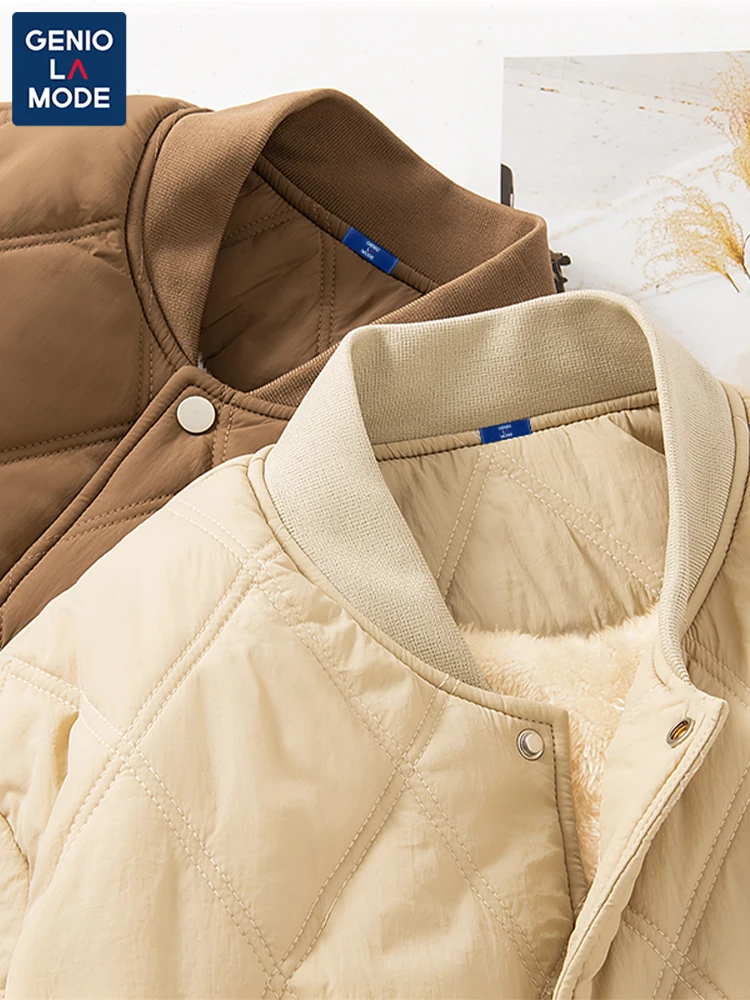 Senma up Baseball Collar Cotton-padded jacket Male 2024 Autumn and Winter Student Jacket Rhombus Fleece-lined Warm Co...