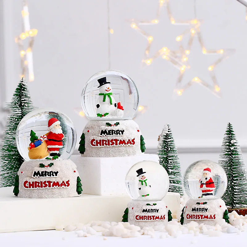 

Christmas Snow Globes Musical Box,Xmas Lighted Glitter Water Snow Globes Santa Claus Decorats Birthday Gift Snowmen Crystal Ball