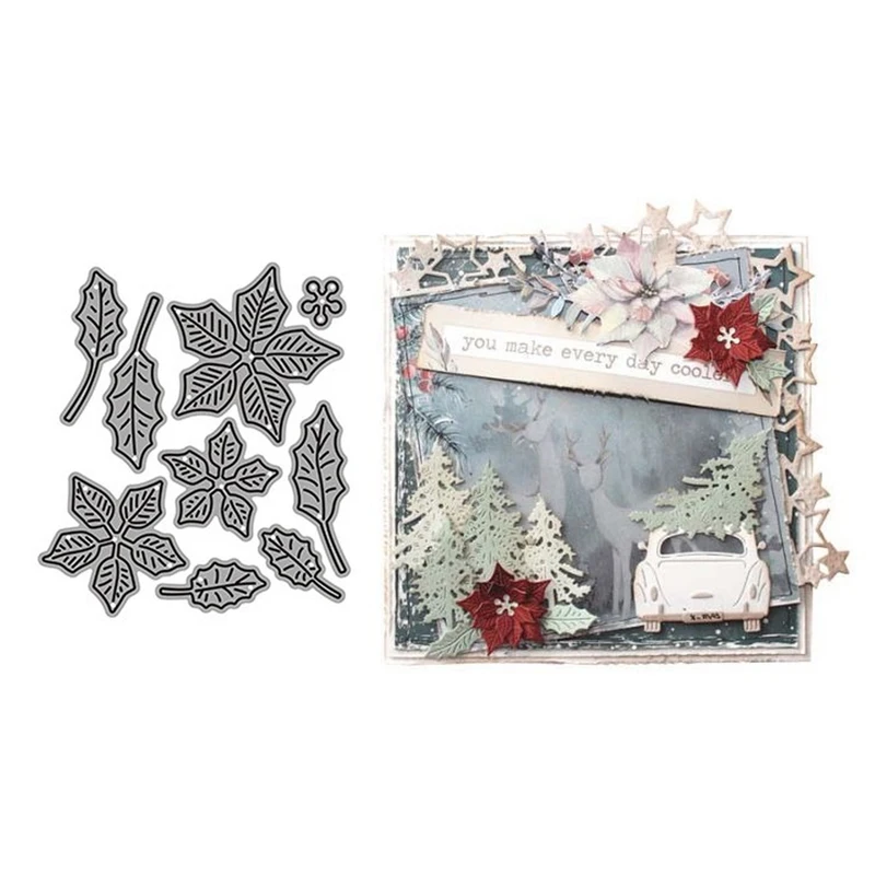 

2022 New Christmas Leaves Metal Cutting Dies for Die Scrapbooking Handmade Tool Mold Cut Stencil DIY Card Make Mould Model Craft