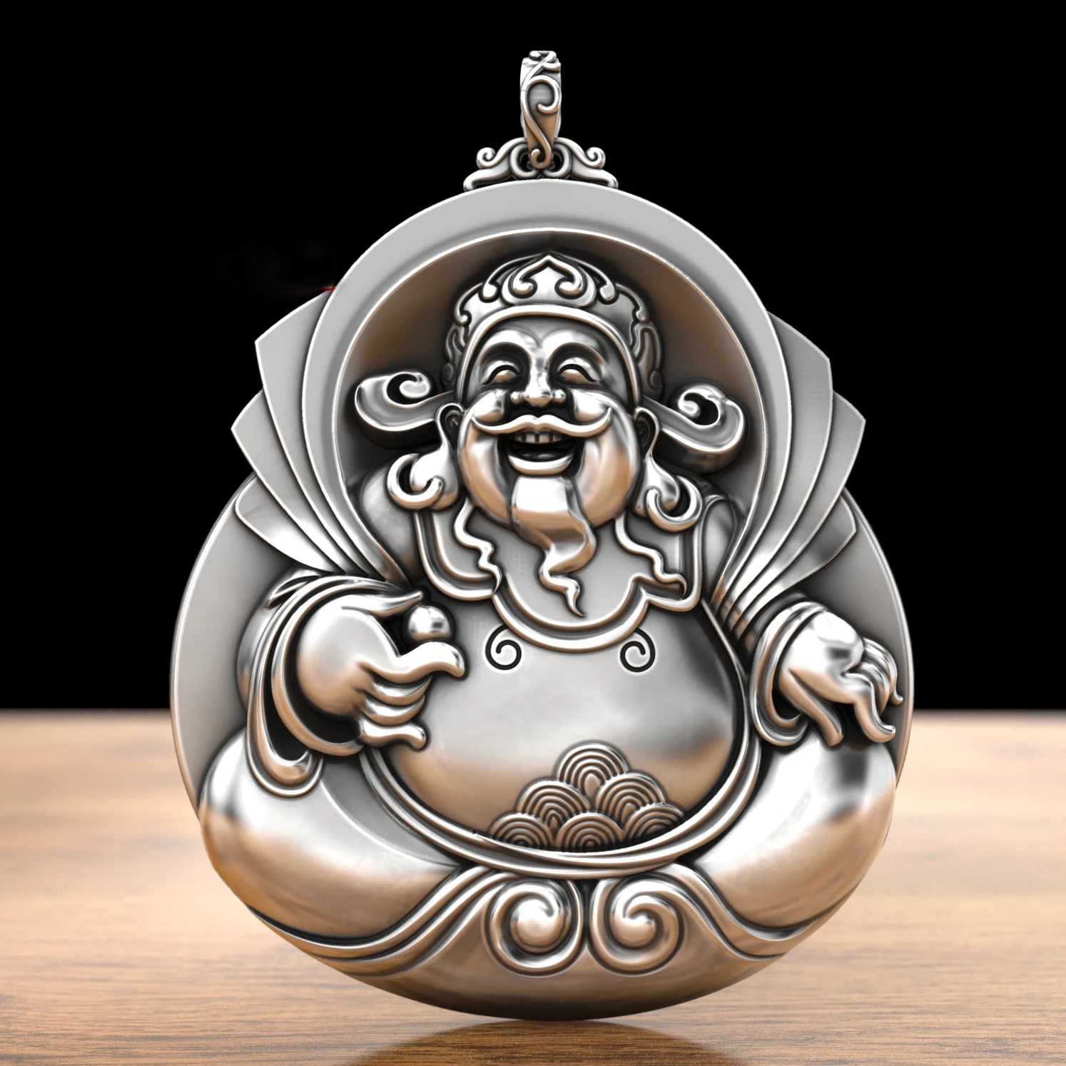 

SO Retro God of Wealth Tag Please Wen Weshen Household Buddha Statue To Open Fat God of Wealth Big Belly Buddha Accessories