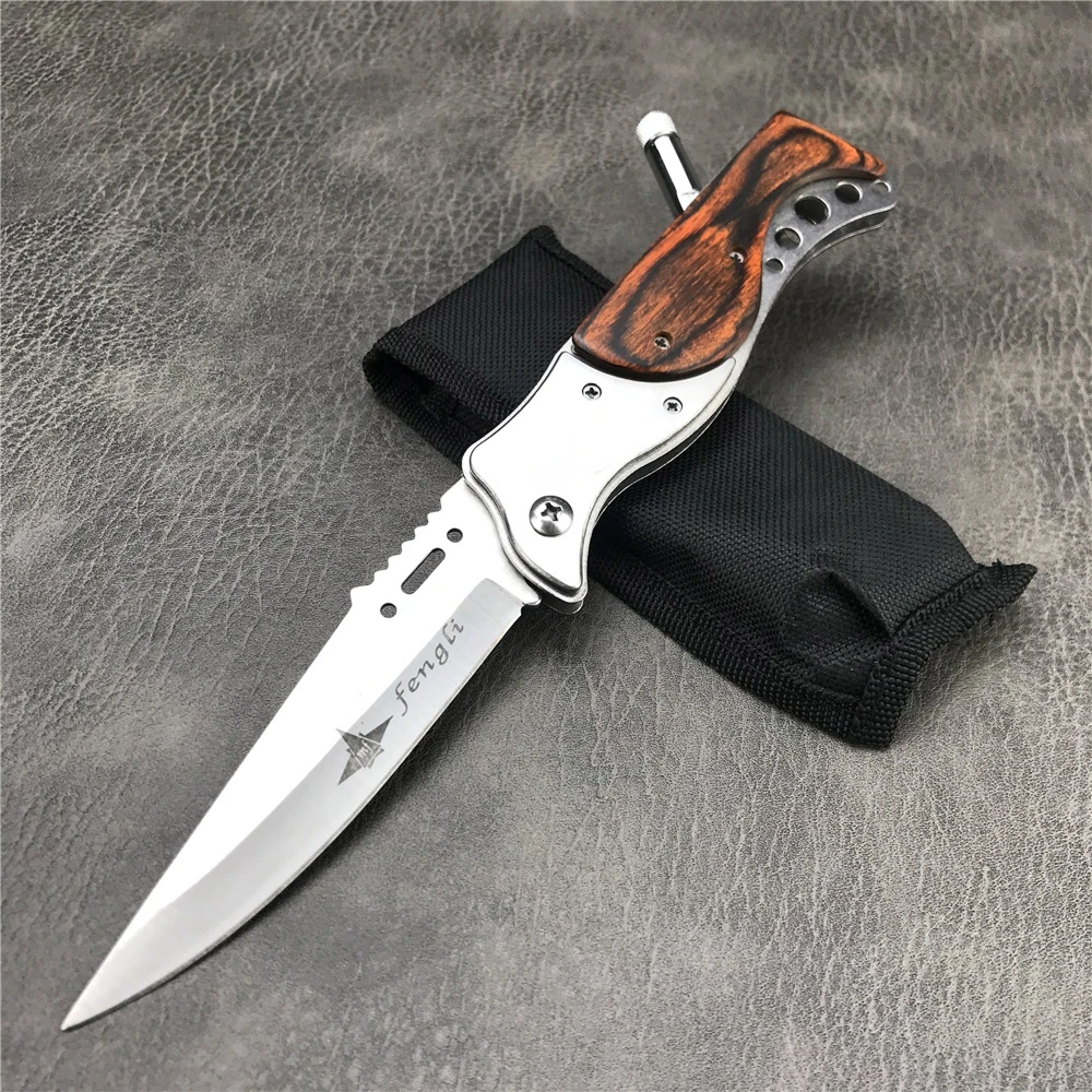 

Beautiful Assisted Open Knife Outdoor Defense Knife With LED Light Hunting Knife Camp Survival Knife Collection Knife EDC Tool