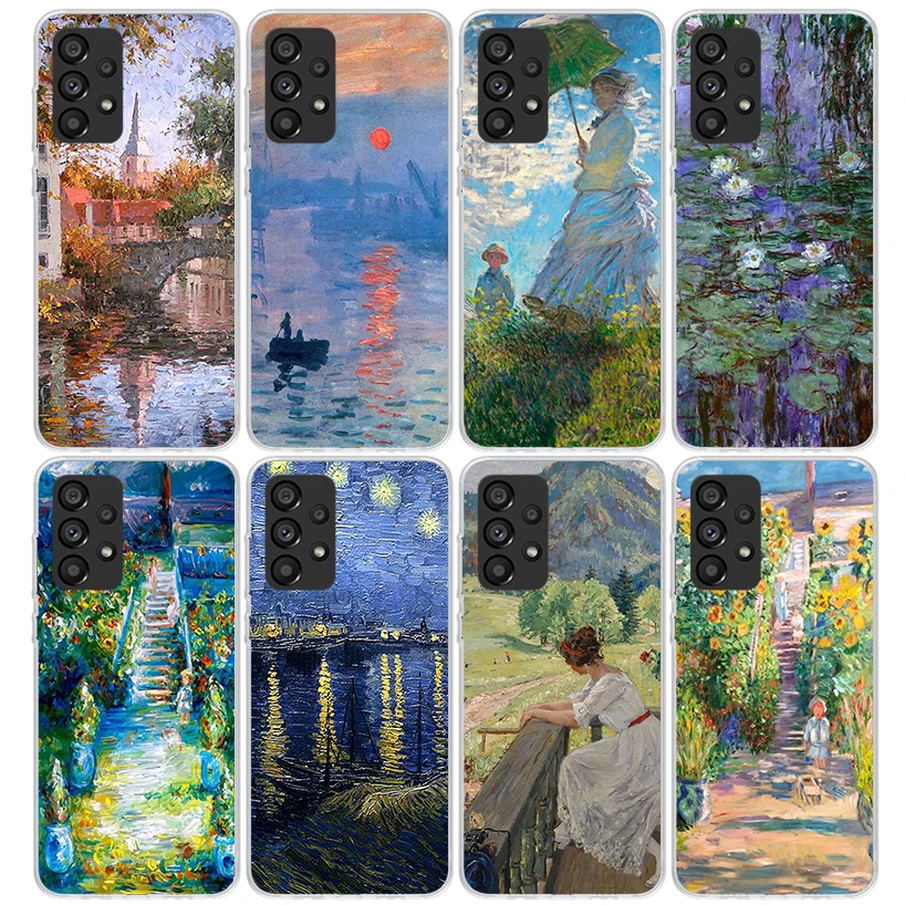 Фото Чехол для телефона Claude Monet Garden Lotus Bridge для Samsung Galaxy A12 A52S A42 A32 A22 A51 A50 Note 20 Ultra 10 S10 Plus A71 A70 A3 №1