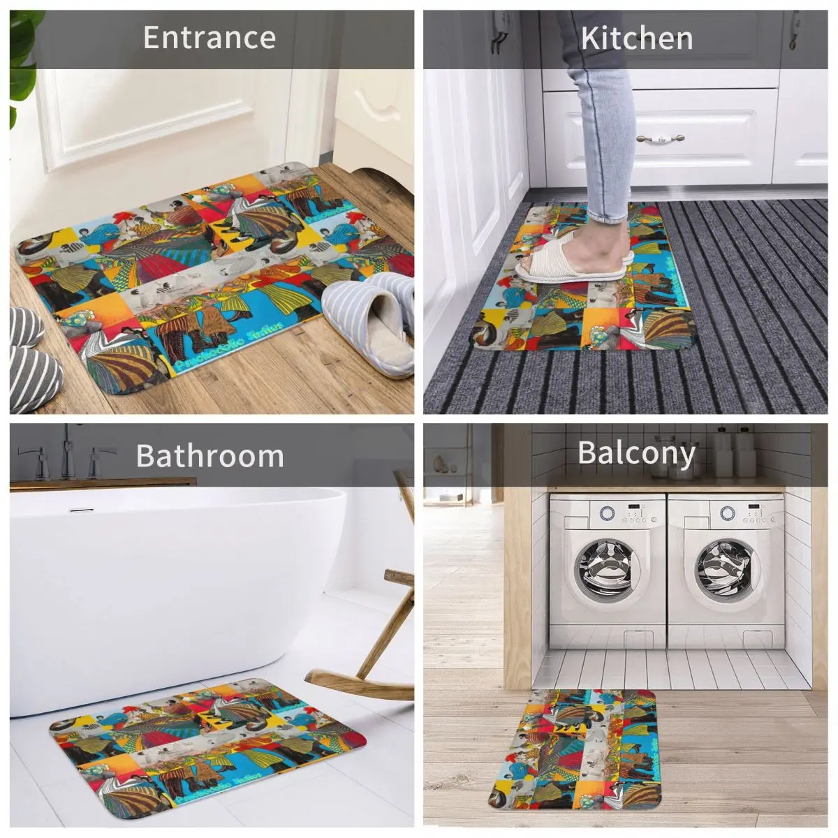 

Psychedelic Sixties Door Mat Decor Pattern Art Painting 3D Rug Carpet Bathmat Antislip Entrance Living Room Home Kitchen Bedroom