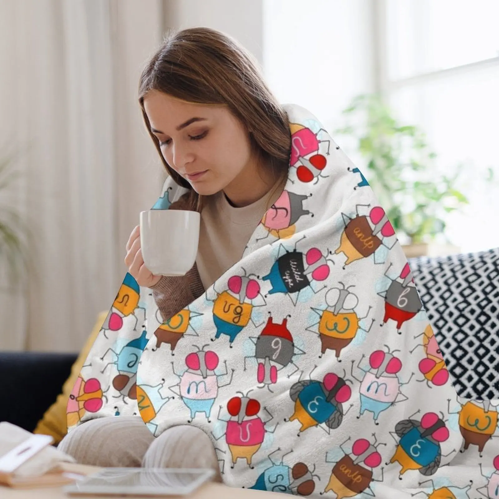 Милое одеяло Drosophila Melanogaster Mutants на светло-сером цвете фланелевое Хэллоуин