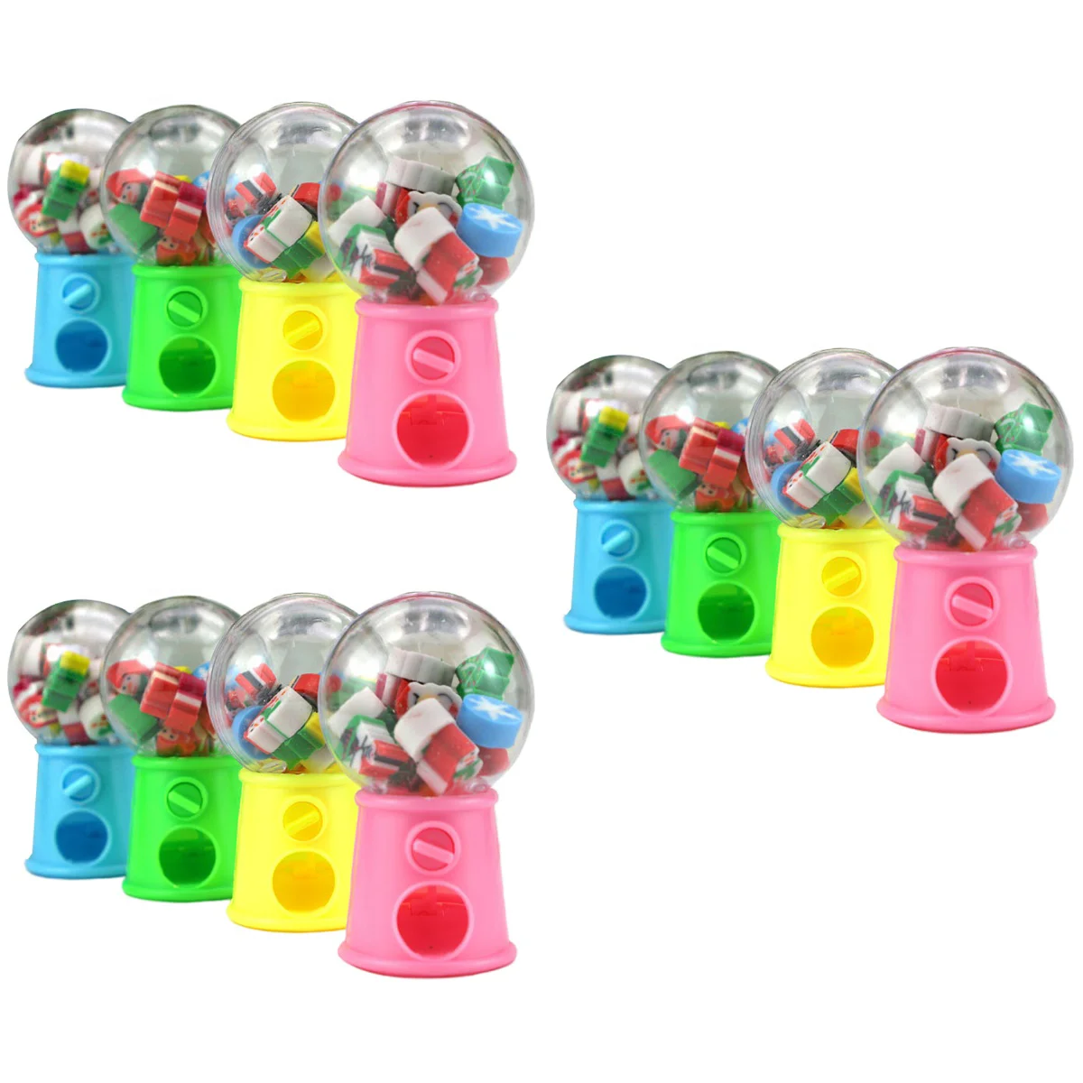 

12 Pcs Mini Pencil Eraser Cartoon Rubber Eraser Cartoon Eraser Christmas Tree Heart Shape Box Durable Student