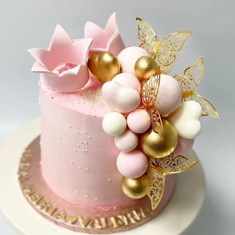 12pcs/set Gold Hollow Butterfly Cake Decoration Happy Birthday Topper Baby Shower Wedding Baking Dessert Table Party Favors - купить по