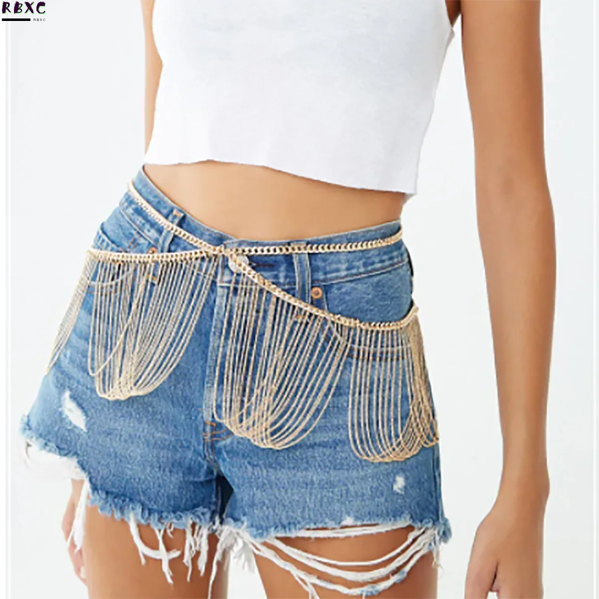

RBxc Jewelry personality cross geometry versatile body chain multi-layer chain tassel simple waist chain