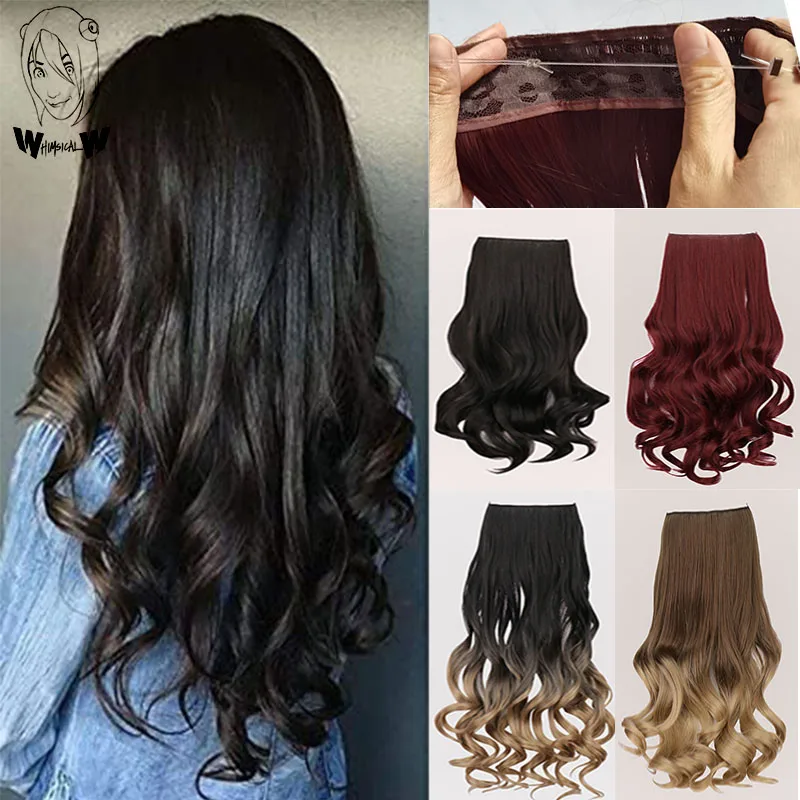 

WHIMSICAL W Synthetic No Clip Invisible Wave Halo Hair Extensions Hair Pieces Real Fish Line Fake Hairpiece For Women