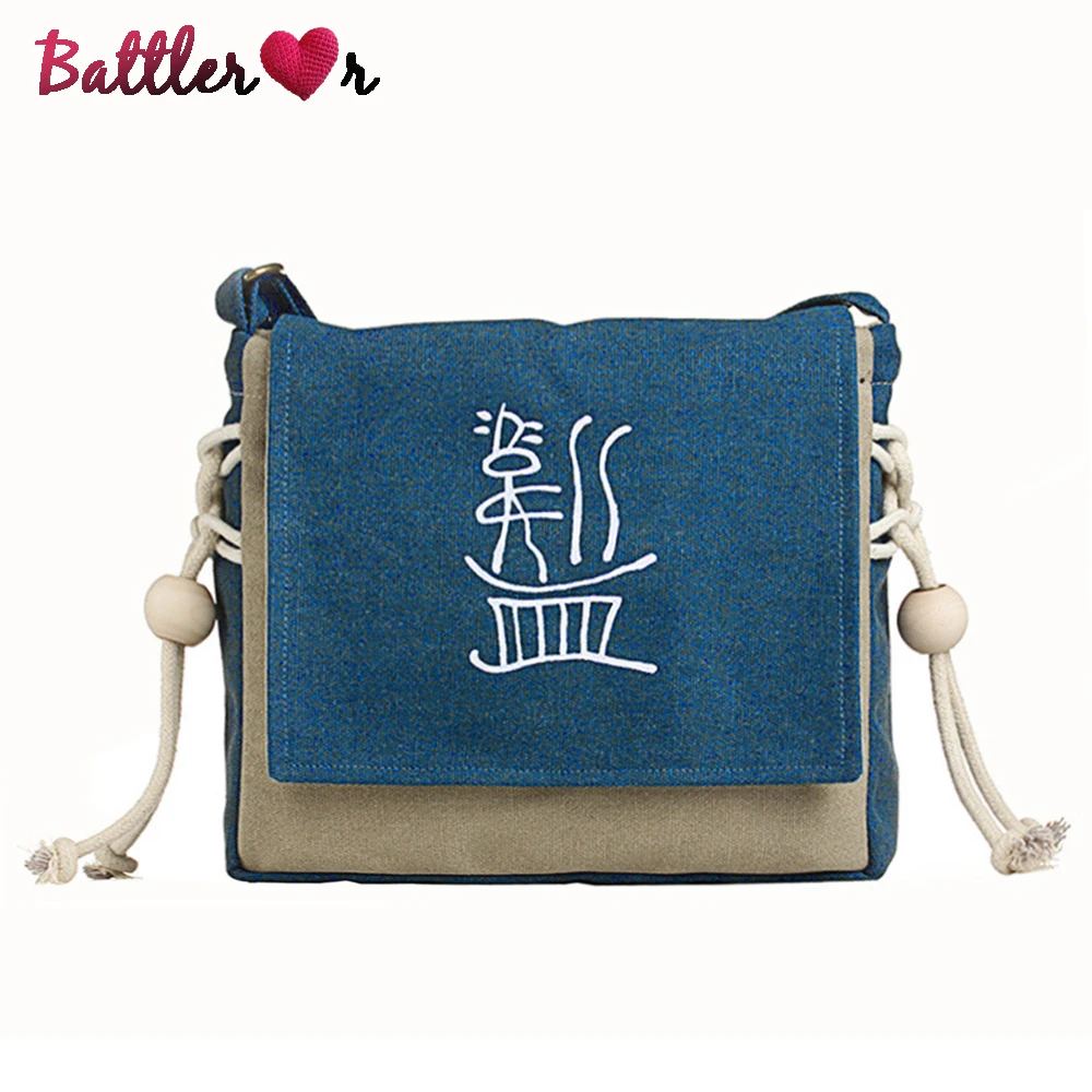 

New Vintage Women Messenger Bags Ethnic Canvas Bag Summer Simple Shoulder Bag Female Travel Beach Bag Lady Small Totes Handbags