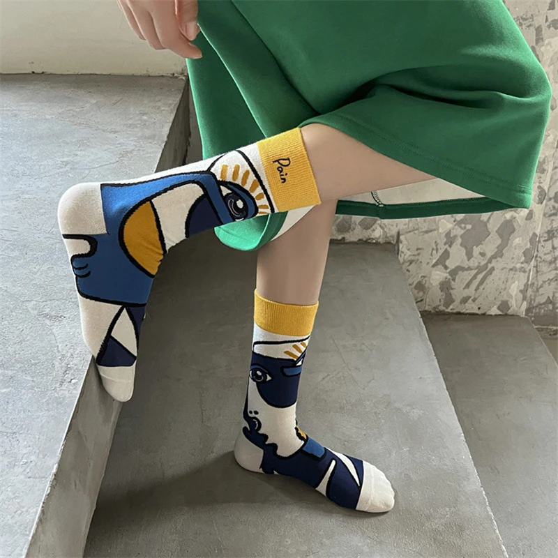 

Женские хлопковые носки 2022, забавные чулки для девочек с героями мультфильмов