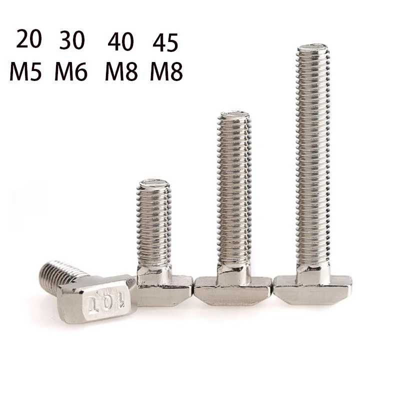 

10/20 шт., Т-образные болты с головкой молотка M5/M6/M8, 20/30/40/45 дюймов