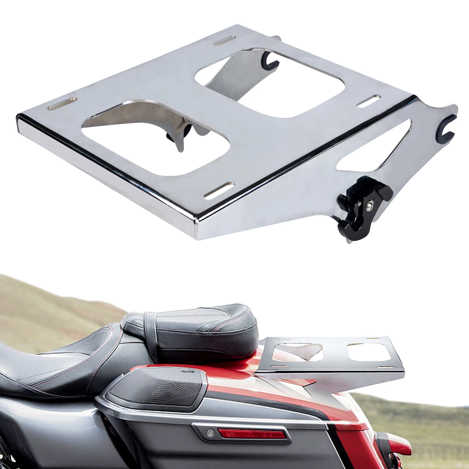 

Detachable Two 2 Up Tour Pak Pack Luggage Rack Mounting Bracket Rack Fits for Harley Touring Street Glide Road King 2014-2021