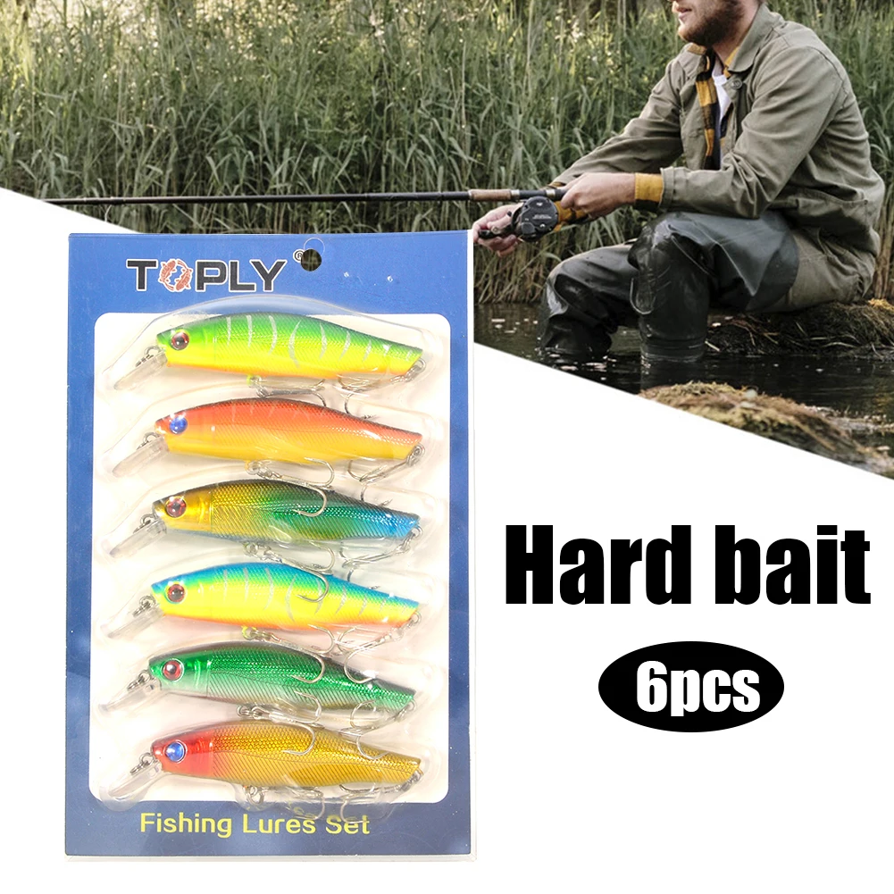 

6pcs Artificial Hard Bait Treble Hooks Crankbait Fishing Lure Lifelike 3D Eyes 8.5cm 9.45g Bass Pesca Tackle Fishing Accessories