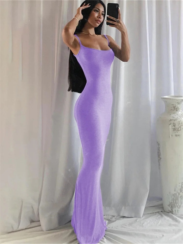 

Satin Slip Sleeveless Backless Maxi Dress Women 2022 Y2k Summer Bodycon Elegant Sexy Outfits Ladies Birthday Party Club Sundress