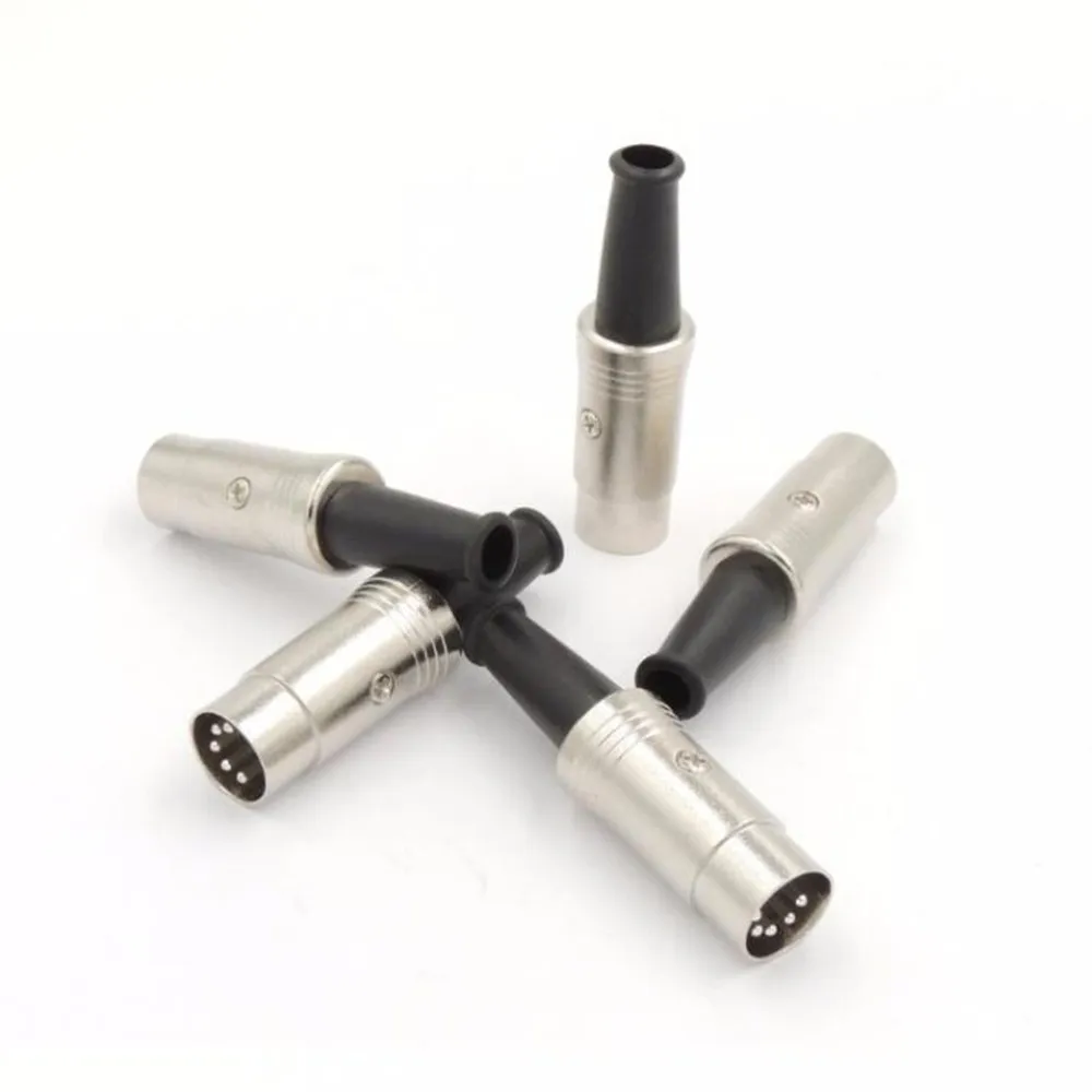 

5pcs 5PIN DIN Connector Midi Cable Lead Audio Plug Male Inline Metal Connector Large 5-pin Audio Plug Instrument Part