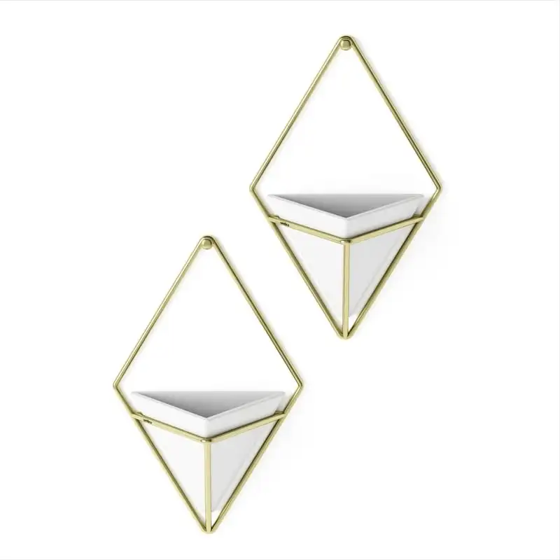 

Ceramic Hanging Planter Wall Décor, Set of 2 White/Brass Garden accessories Gargolas estatuas Terrarium decoration Gnomes outdo