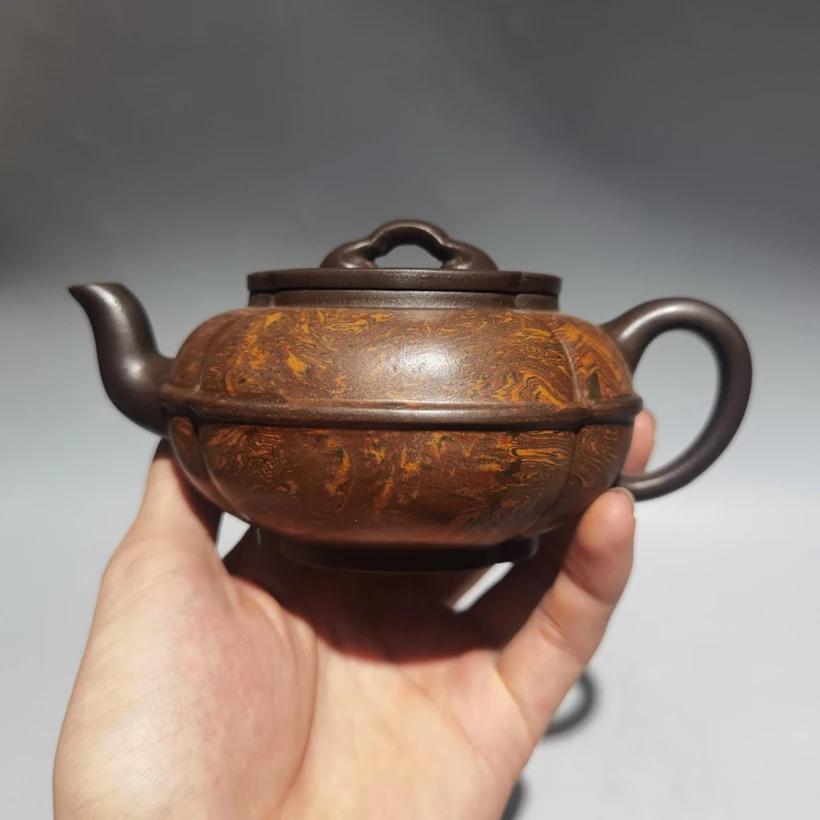 

Китайский исинский стеклянный чайник из фиолетовой глины Lu Yaochen куб. См