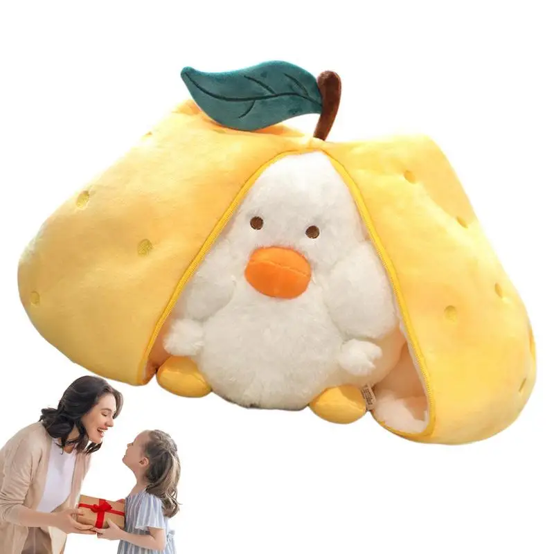

Duck Plush Stuffed Animals Duck Plushie Toy Comfortable Soft Hugging Pillow Reversible Decorative Plushie Doll For Bedroom Kids