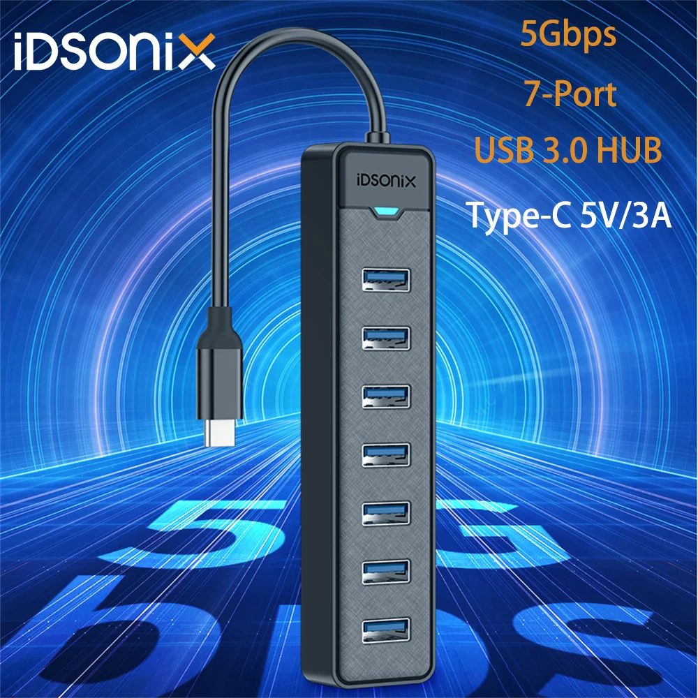 

iDsonix USB 3.0 HUB Multiport USB A Splitter Type C Adapter Extension 5Gbps High Speed HUB Docking Station for Macbook PC Laptop