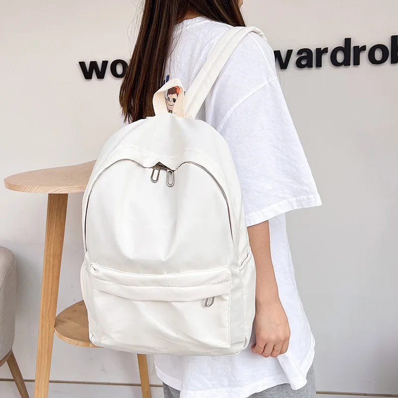 

Women Quality Schoolbag New Waterproof Solid For Bookbag Teenage Nylon Bag Girls Female Travel Color High Backpacks Backpack