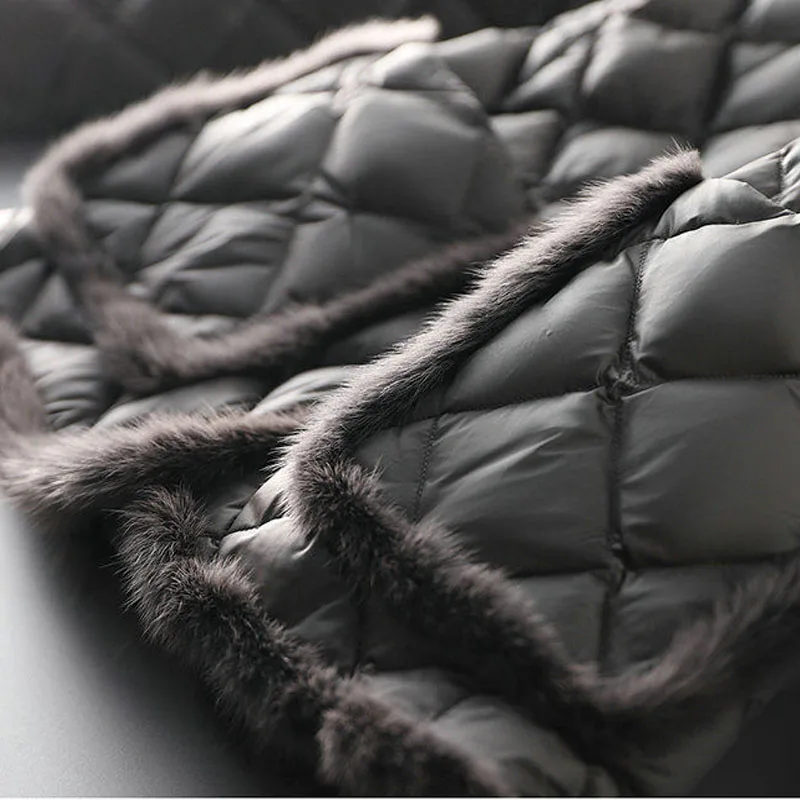 2021 Parka Women Plus Size Padded Coat Winter Down Cotton Padded Clothes Artificial Mink Hair Splicing Warm Parkas Jackets Woman