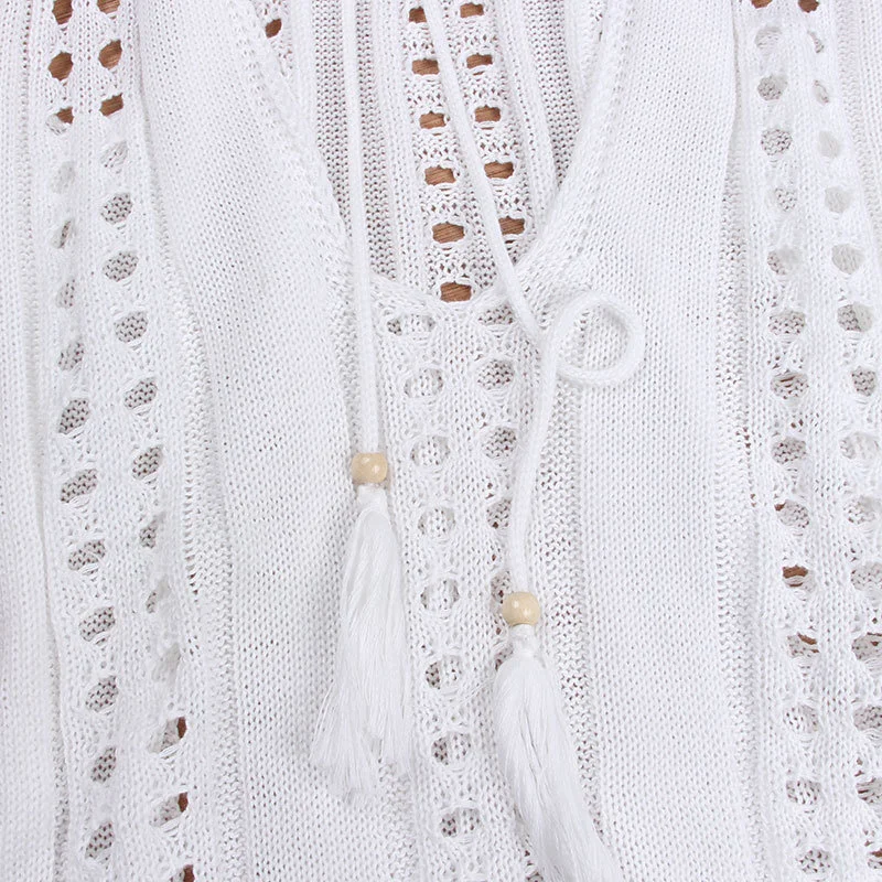 Летняя Повседневная вязаная накидка на бикини короткое пляжное платье женский