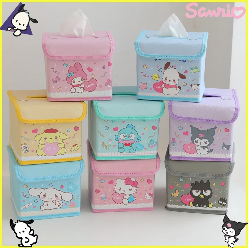 

Sanrio Hello Kitty Car Tissue Box Cinnamoroll My Melody Cartoon Fabric Roll Tissue Cover Home Car Tissue Decoration Cover