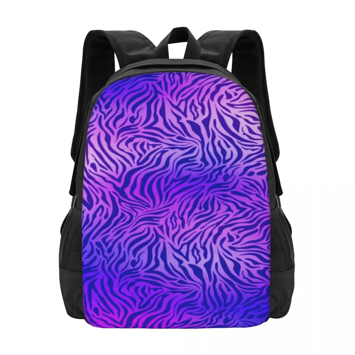 

Blue Purple Zebra Backpack Animal Print Outdoor Style Backpacks Student Colorful Breathable High School Bags Stylish Rucksack