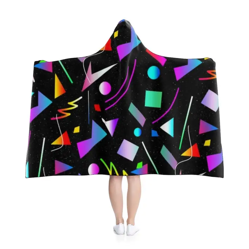 

Black Hooded Blanket with an 80s Retro Design