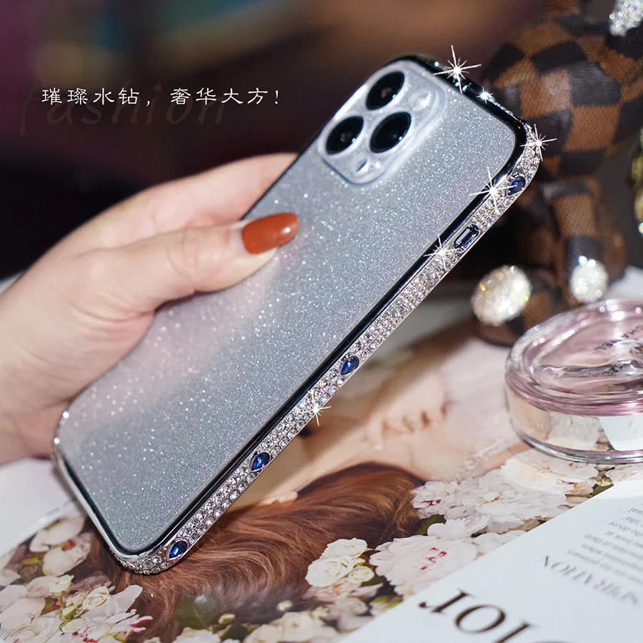 Bling Rhinestone Glitter Crystal Dimond Bumper Case For Iphone 13 12 11 Pro Xs Max Case Metal Cover For Iphone 7 8 Plus X Xr Se