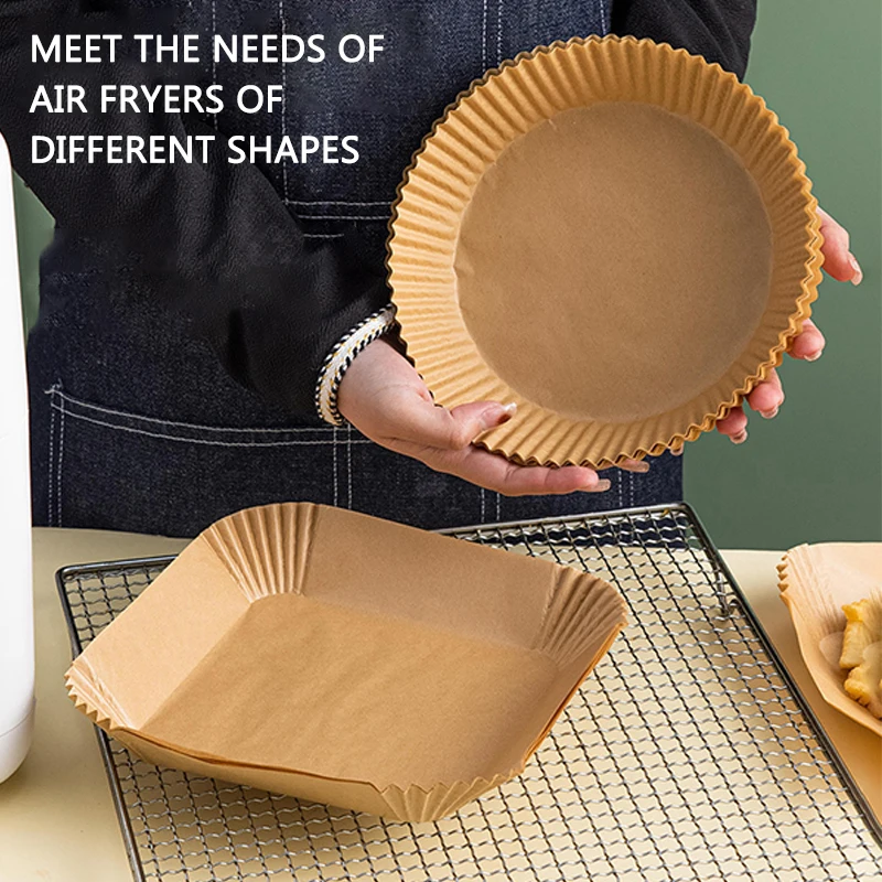 50/100PCS Disposable Air Fryer Parchment Paper Baking Oil-proof Liner Non-Stick Mat for Microwave Round/Square 16/20cm |