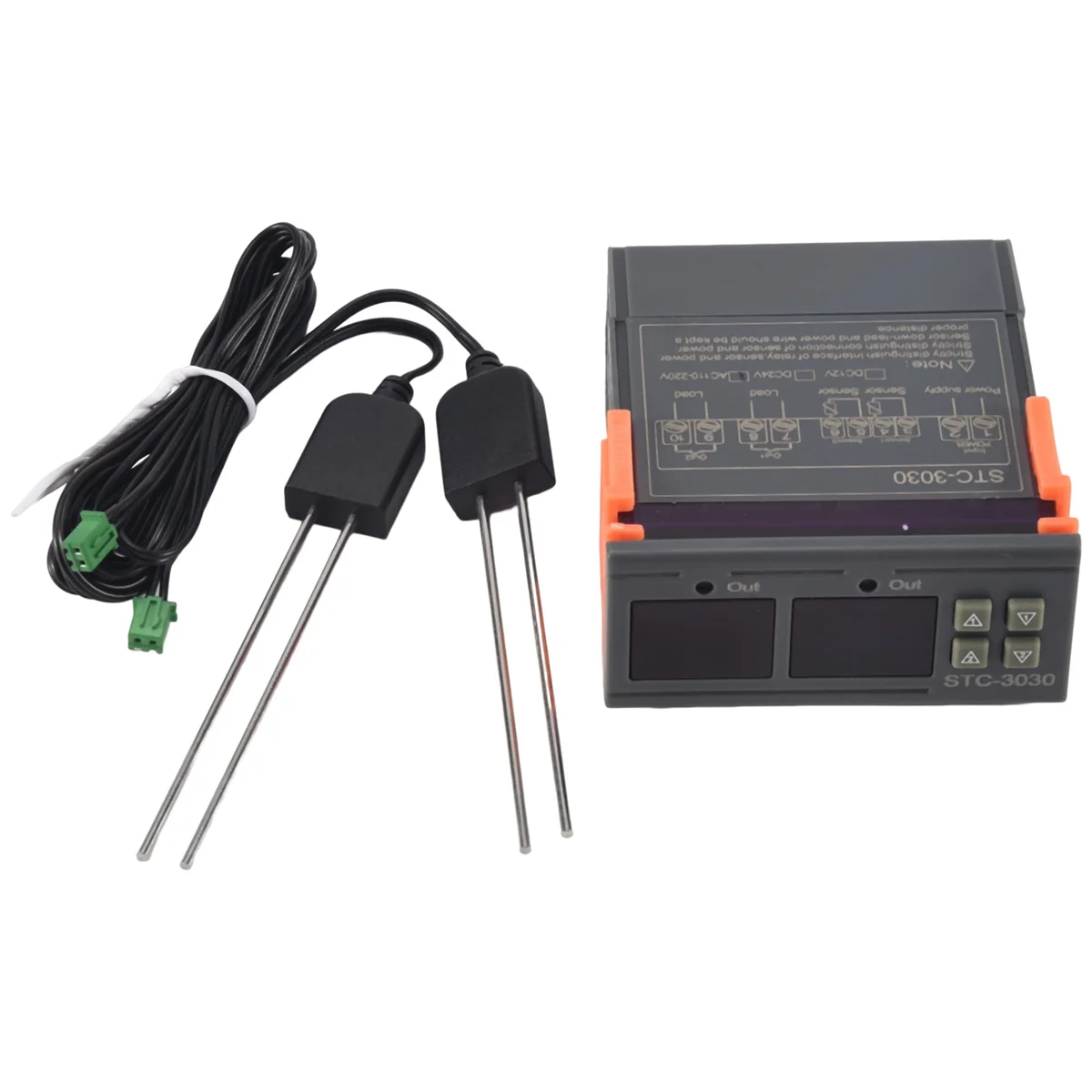 

AC110-220V STC-3030 Dual Digital Soil Humidity Controller Hygrometer 2-Way Output Soil Moisture Sensor Probe Cable