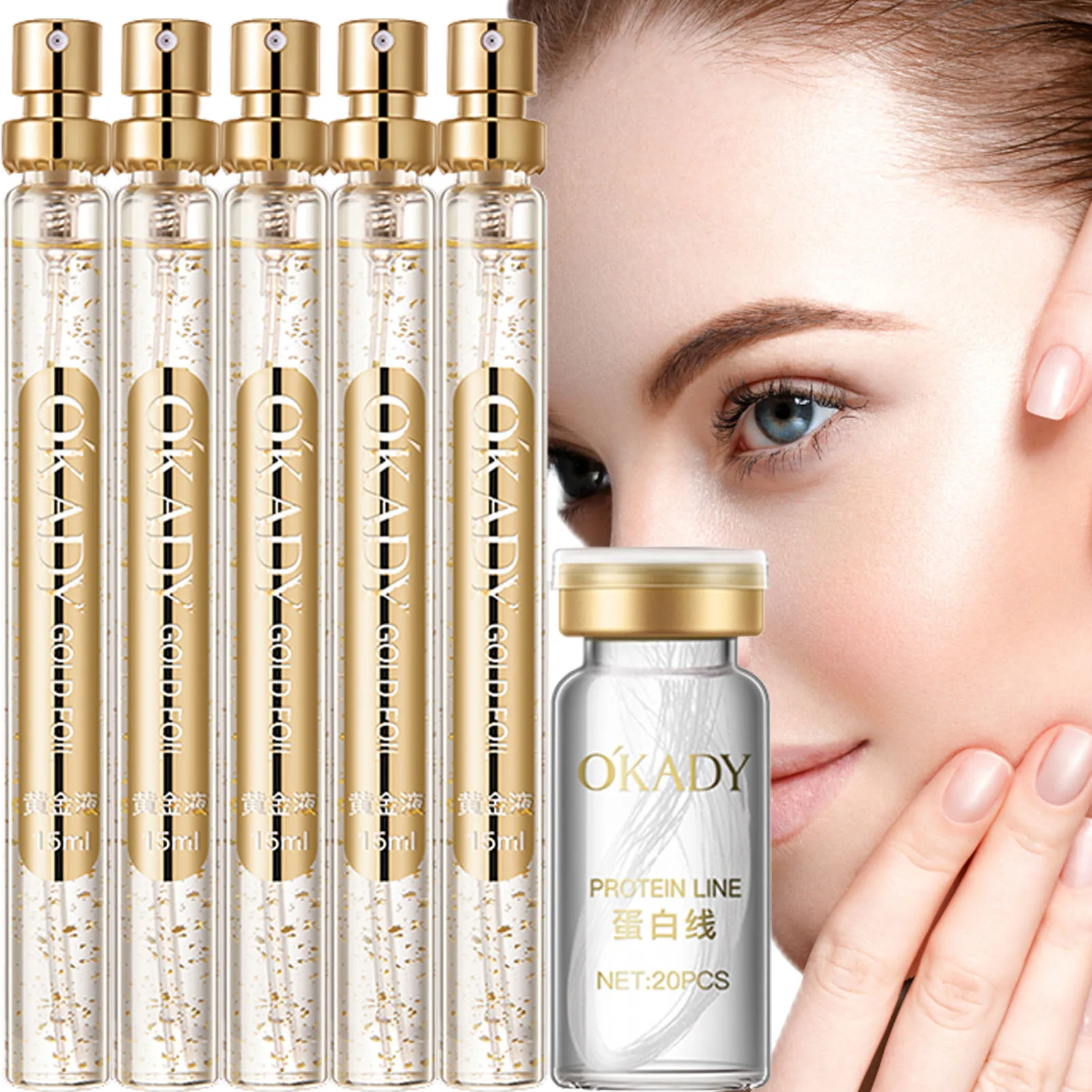 

Face Lift Bands Protein Lifting Threading Set Gold Essence & Soluble Collagen Thread For Face Lifting Skin Moisturizing