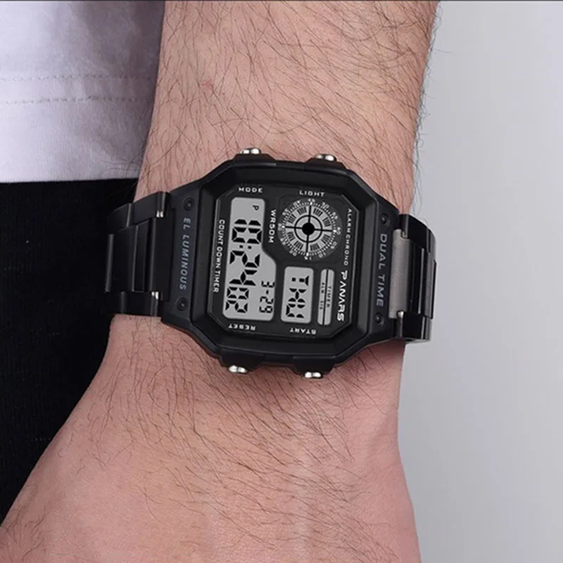 Часы наручные цифровые золотистые/серебристые со светодиодной подсветкой |