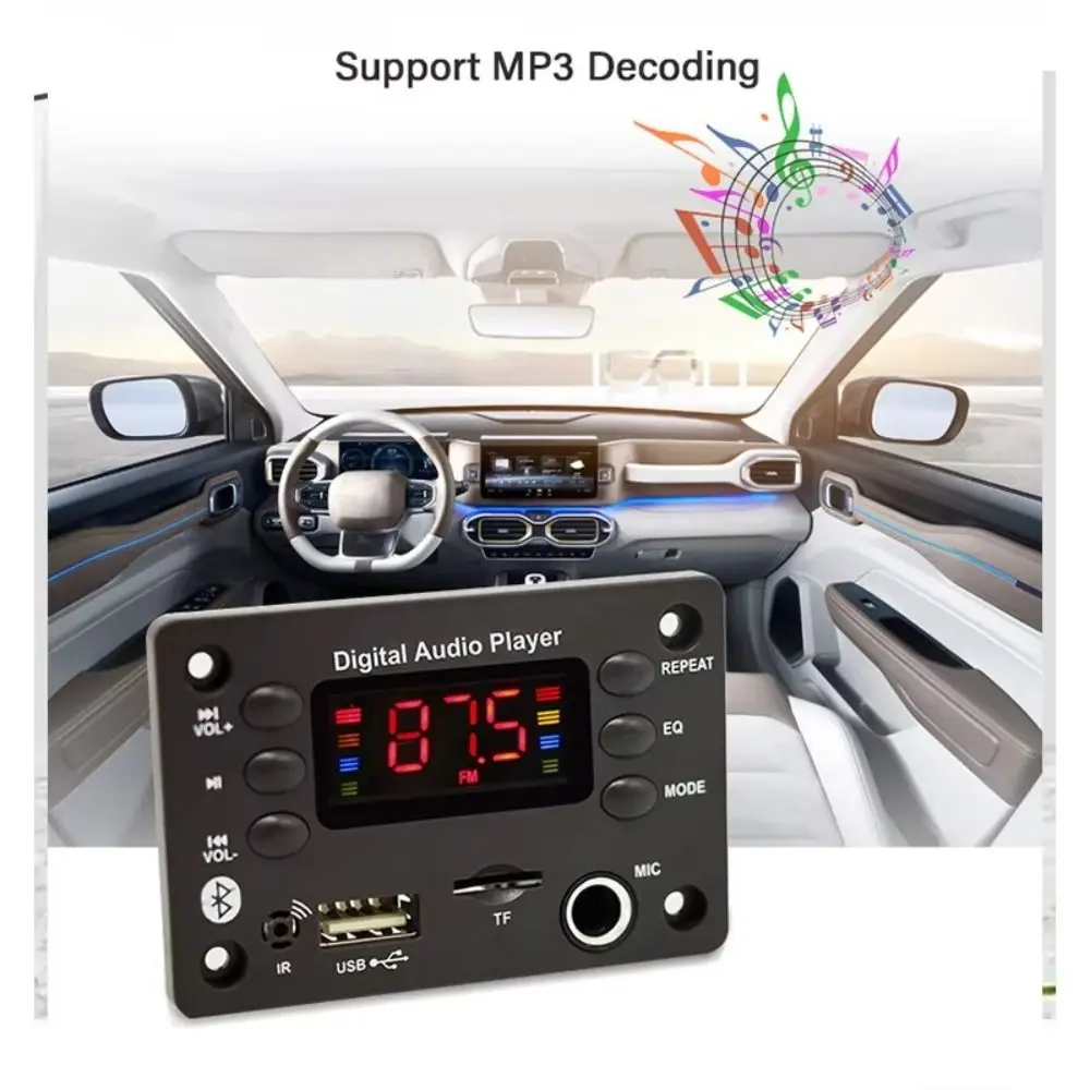 Фото Новый музыкальный плеер MP3 с Bluetooth 5.0, FM-радио, многофункциональный USB-аудиоплеер для автомобиля, 5В постоянного тока №1