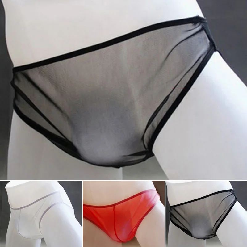 

Men's Sexy Ultra Thin Panties Full Transparent Shorts Elastic Lingerie Briefs Erotic Underwear See Through Underpants
