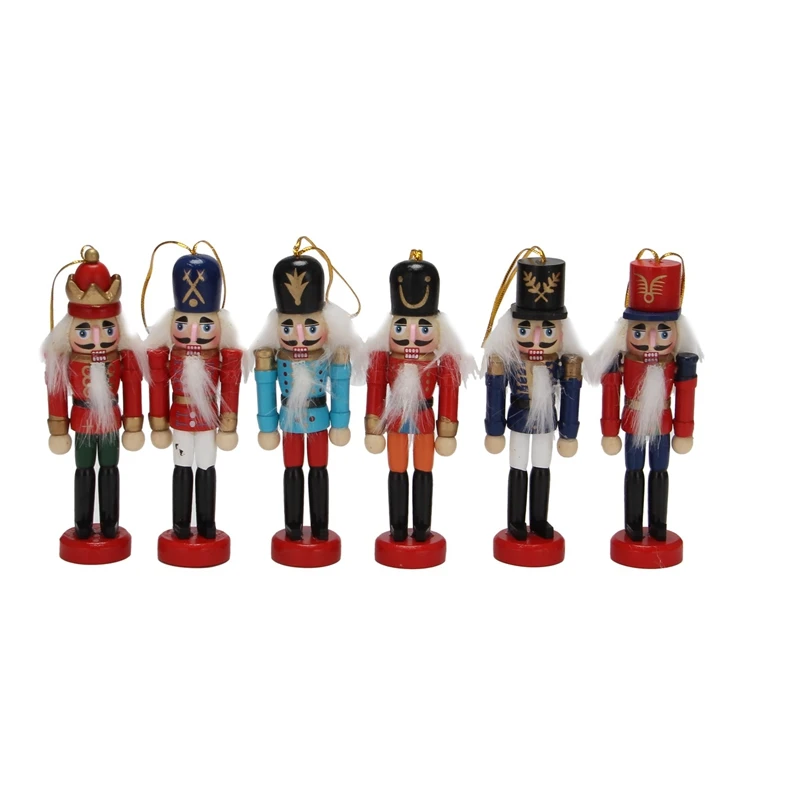 

1SET 12Cm Wooden Nutcracker Puppet Creative Desktop Decoration Christmas Ornaments Drawing Walnuts Soldiers Band Dolls