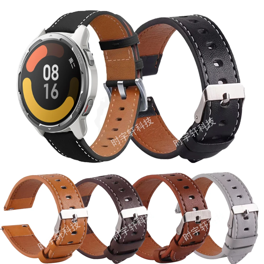 

Ремешок кожаный для Xiaomi Watch Color 2, спортивный сменный Браслет для смарт-часов Xiaomi Watch S1/Realme Watch S 2 Pro, 22 мм
