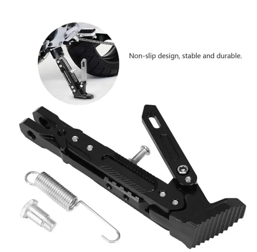 

Motorcycle Kickstand CNC Aluminium Alloy Adjustable Tripod Kickstand Foot Side Support Stand for Motorcycle Support 1pc