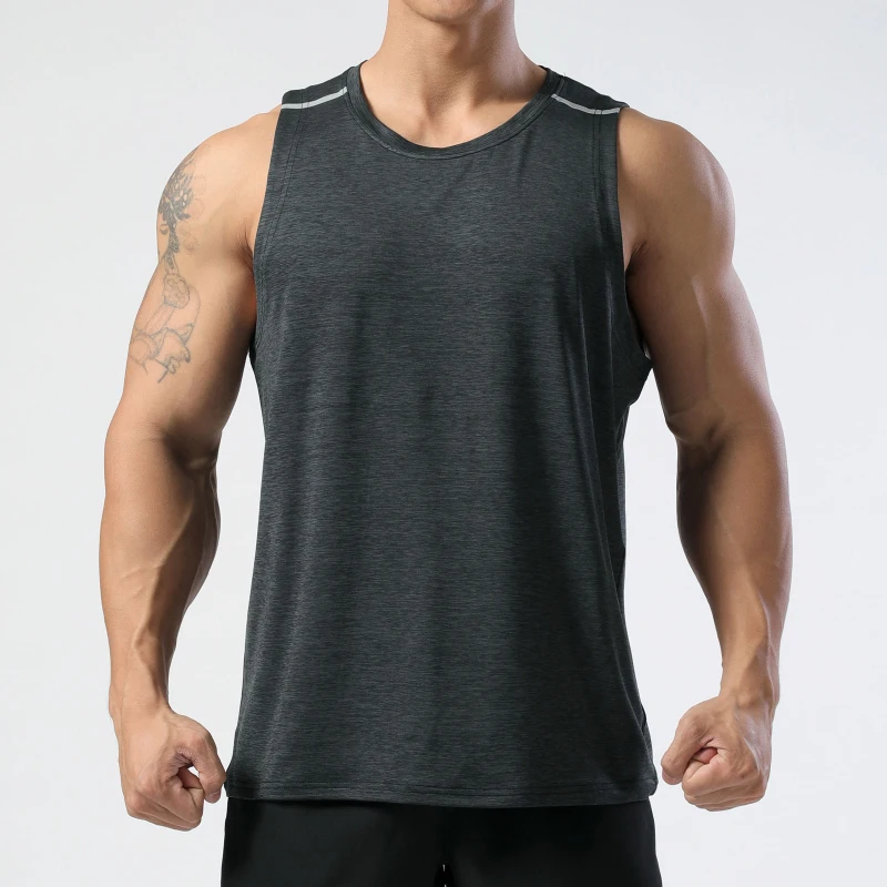 

Summer sports vest men's loose moisture-wicking quick-drying T-shirt sleeveless marathon running top night and morning exercise